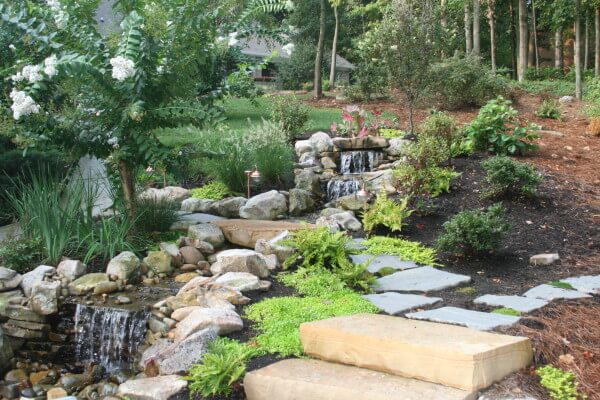 Pondless Waterfall & Natural Stone Steps