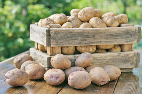 Potatoes in a box.