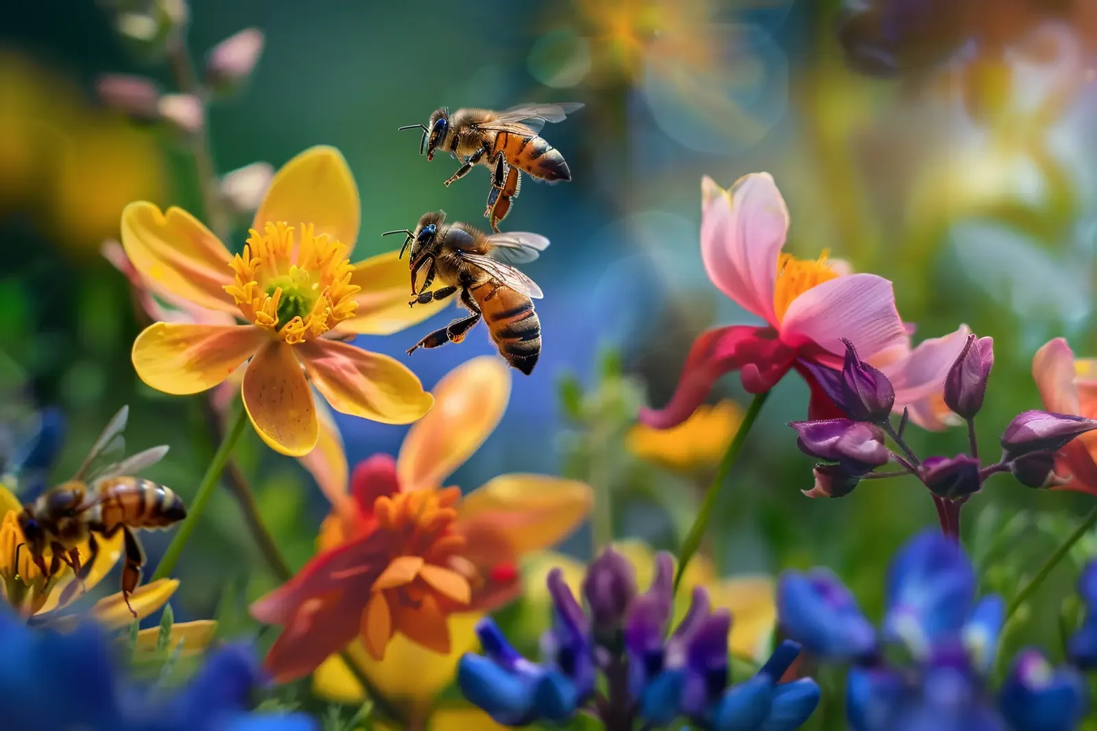 honey bees pollinating 2